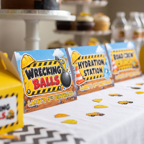 Construction Theme Personalized Food & Table Signs