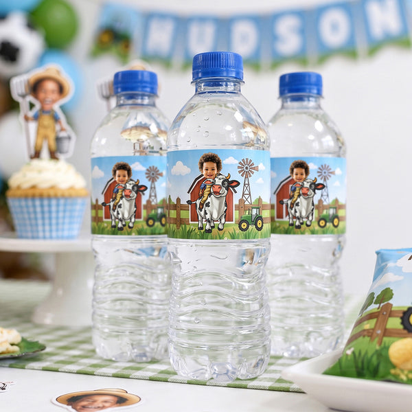 Farm Theme Personalized Water Bottle Labels