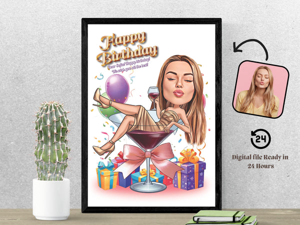 Customized 50th Birthday Caricature from Photos, Happy Birthday
