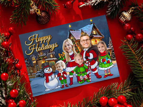 Funny Photo Christmas Greeting Card Elves Family or