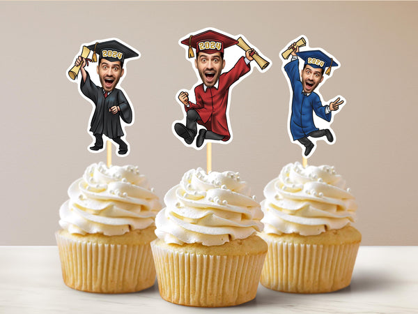 Graduate Personalized Face Cupcake Toppers