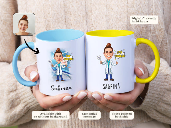 Funny Dental Cartoon Mug Custom Dentist Caricature Coffee