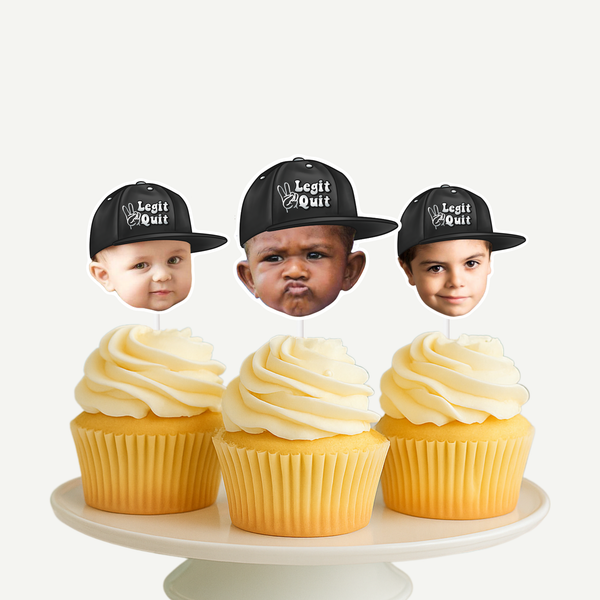 Two Legit To Quit  Face Cupcake Toppers