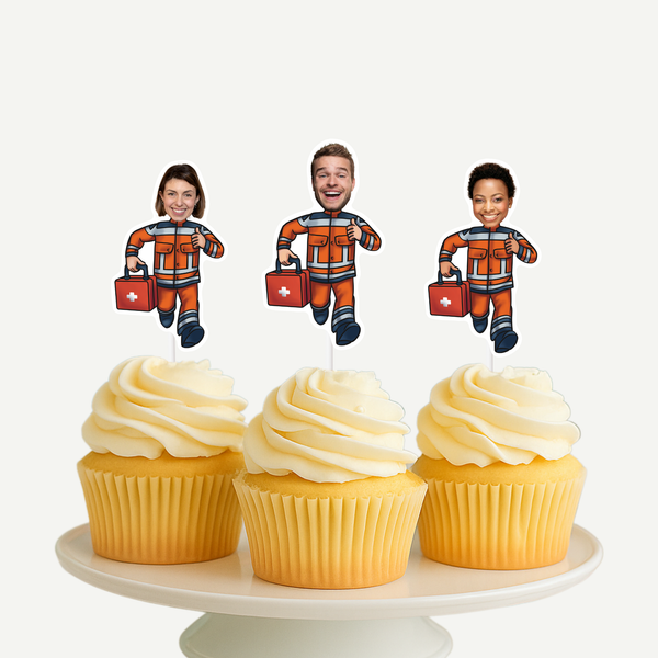 Paramedic Personalized Face Cupcake Toppers