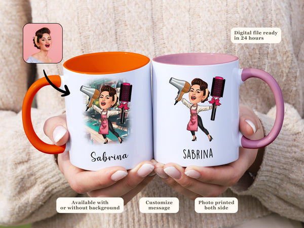Personalized Hair Stylist Mug Custom Caricature Gift for