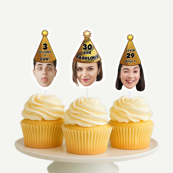 30th Birthday Face Cupcake Toppers