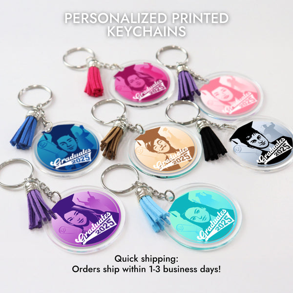 Graduate Custom Round Keychain Congratulations Graduates Keychain Personalized Gift Accessory