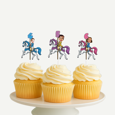 Carousel Personalized Face Cupcake Toppers