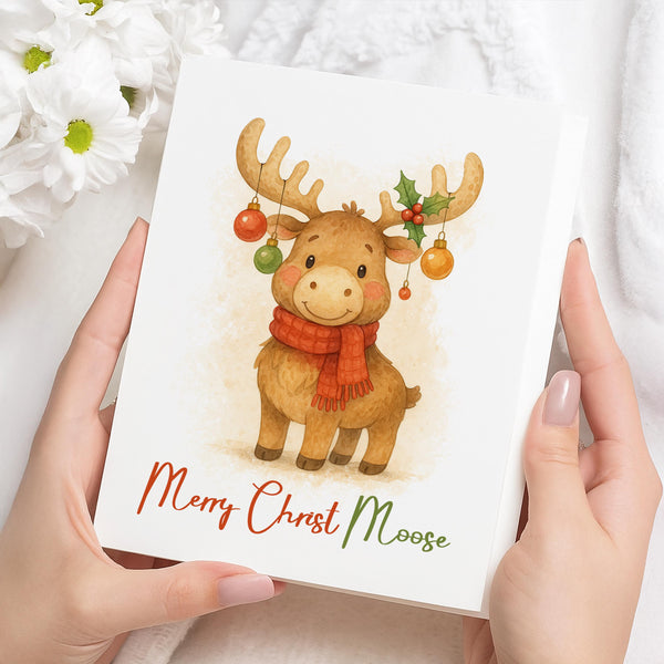 Funny Moose Christmas Card Personalized Cute Animal Holiday