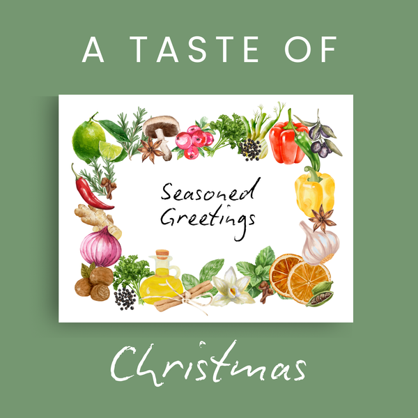 Personalized Seasoned Greetings Card | Cute Food Themed Christmas Card