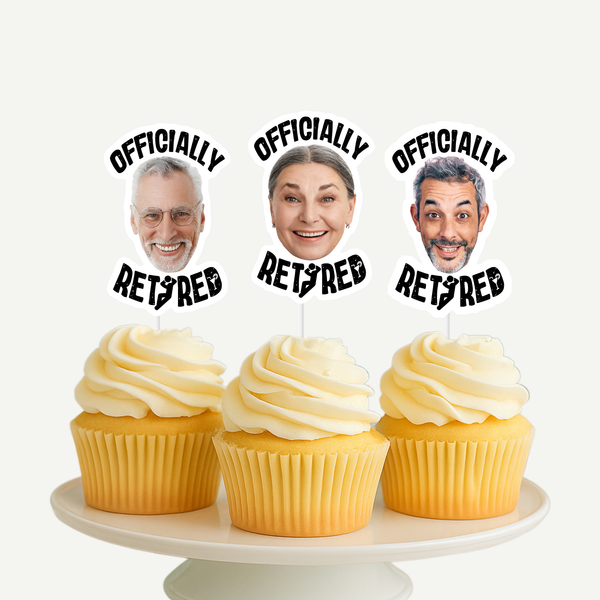 Custom Officially Retired Cupcake Toppers