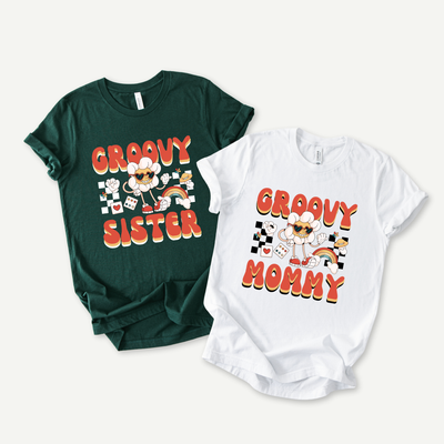 Two Groovy Mommy and Me Retro Matching Family Birthday Shirts
