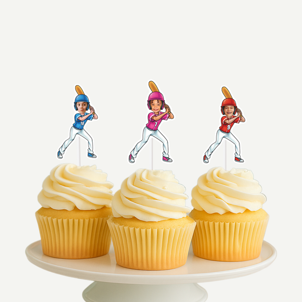 Softball Cupcake TSoftball Personalized Face Cupcake Toppers