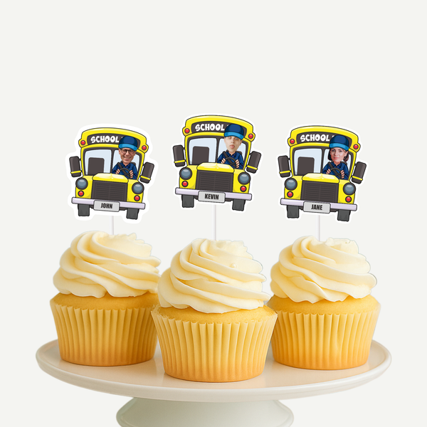 School Bus Driver Cupcake Toppers