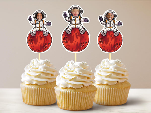 Astronaut Personalized Face Cupcake Toppers