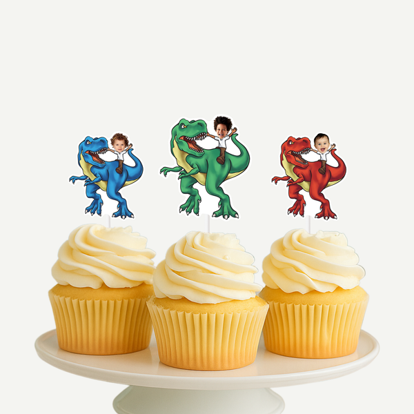 Tyrannosaurus Face Cupcake Toppers