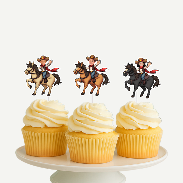 Cowboy Horse Riding Cupcake Toppers