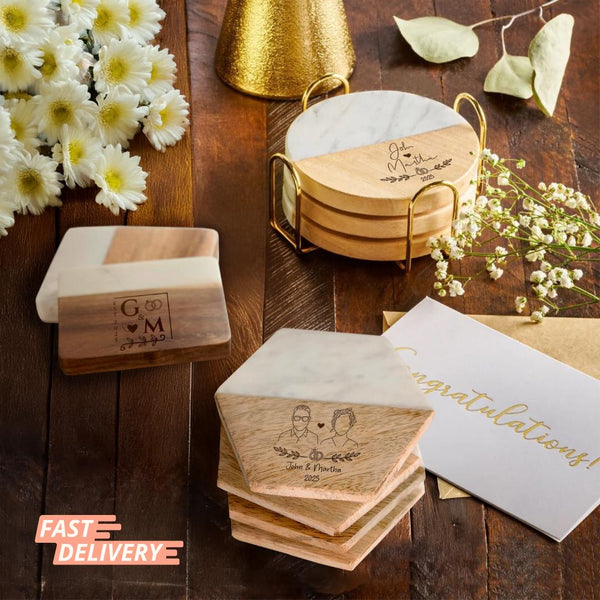 Custom Coaster Personalized Wedding Coasters Set Personalized Custom Gift Accessory