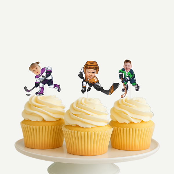 Ice Hockey Personalized Face Cupcake Toppers