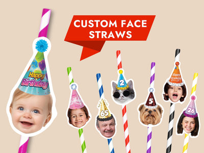Personalized Face Drink Straws