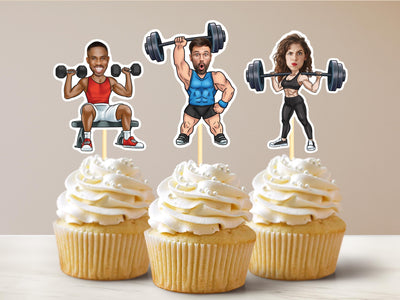 Weightlifter Cupcake Toppers
