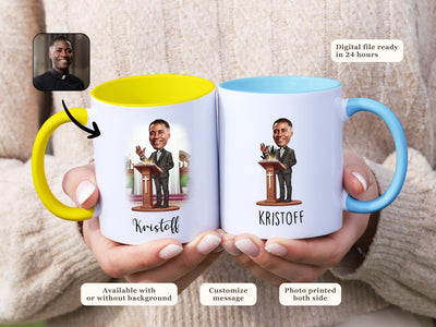 Custom Pastor Mug Personalized Face Mug Pastor Caricature