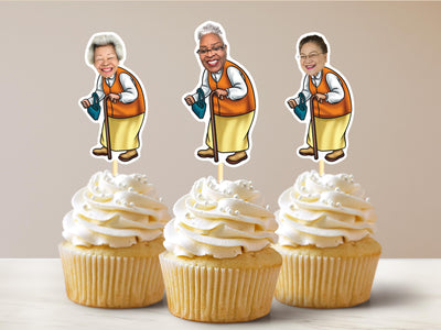Funny Old Woman Cupcake Toppers