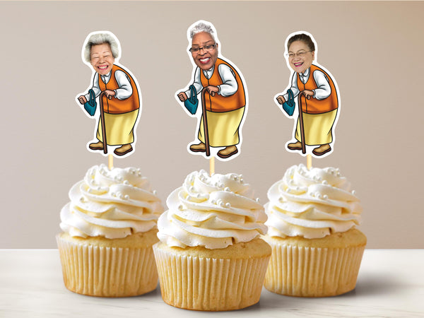 Funny Old Woman Cupcake Toppers