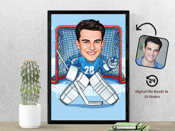 Ice Hockey Goalie Custom Caricature From Photo Hockey