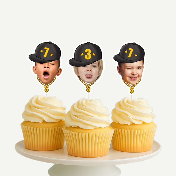 Rapper Hat Gold Chain  Cupcake Toppers