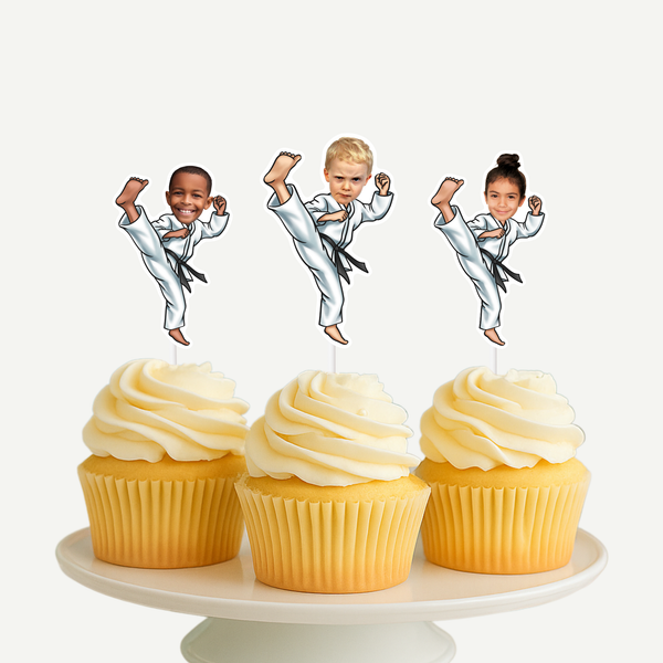 Karate Personalized Face Cupcake Toppers