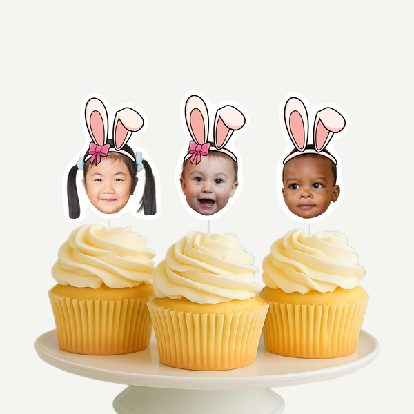 Easter Bunny Ears Face Cupcake Toppers