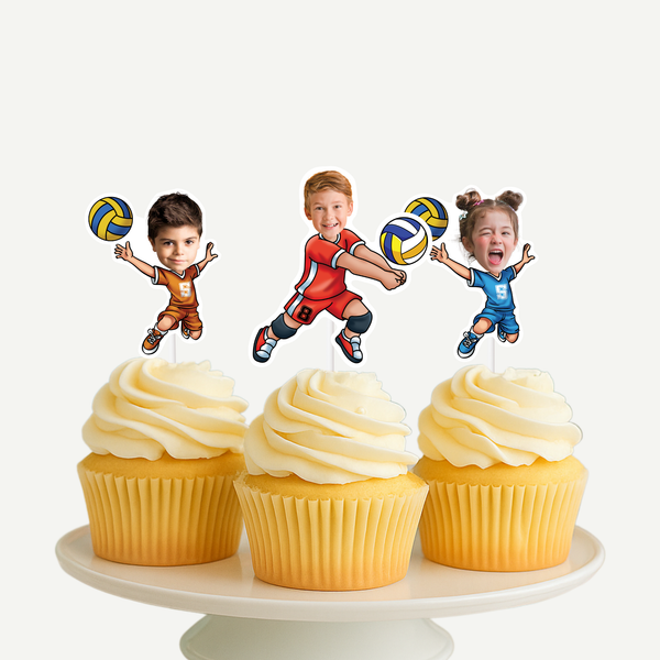 Volleyball Personalized Face Cupcake Toppers