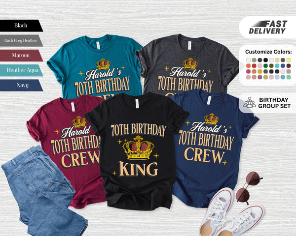 Custom 70th Birthday King Crew Shirt Custom Seventy