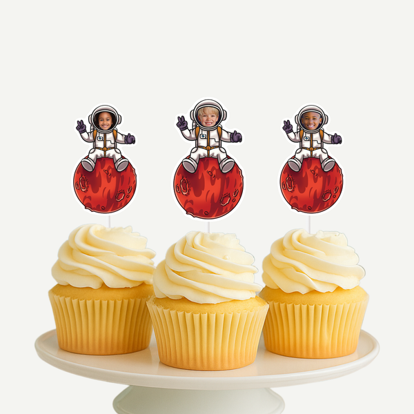 Astronaut Personalized Face Cupcake Toppers