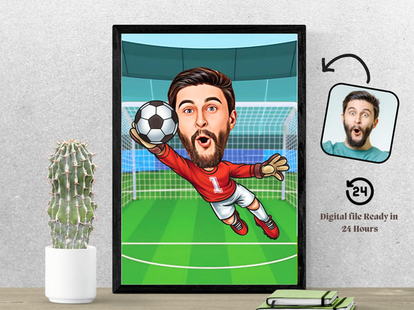 Personalized Soccer Goalie Caricature Custom Soccer Player Cartoon