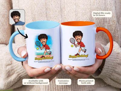 Tennis with Text Mug Custom Male Tennis Player