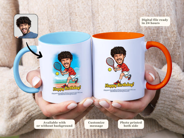 Tennis with Text Mug Custom Male Tennis Player