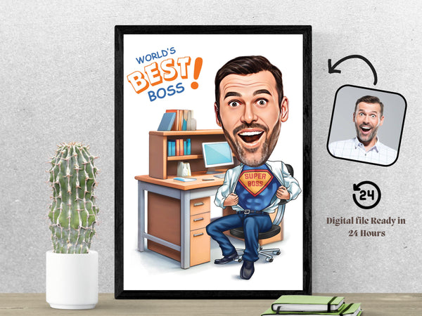 Custom Super Boss Caricature Personalized Super Boss Cartoon