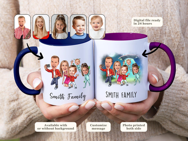Custom Family Mug Family Portrait Mug Caricature Mug