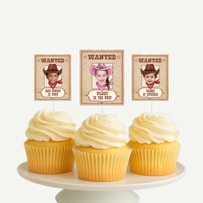 Western Wanted Cupcake Topper