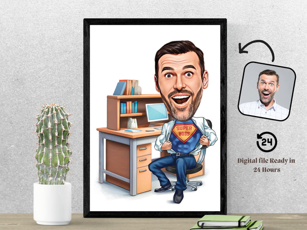 Custom Super Boss Caricature Personalized Super Boss Cartoon