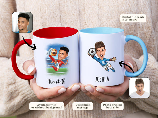 Personalized Soccer Player Mug Cartoon Mug Soccer Caricature