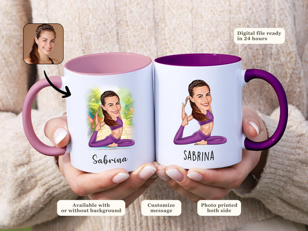 Yoga Custom Mug Caricature Custom Fitness Cartoon Mug