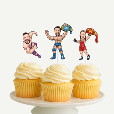 Wrestler Face Cupcake Toppers