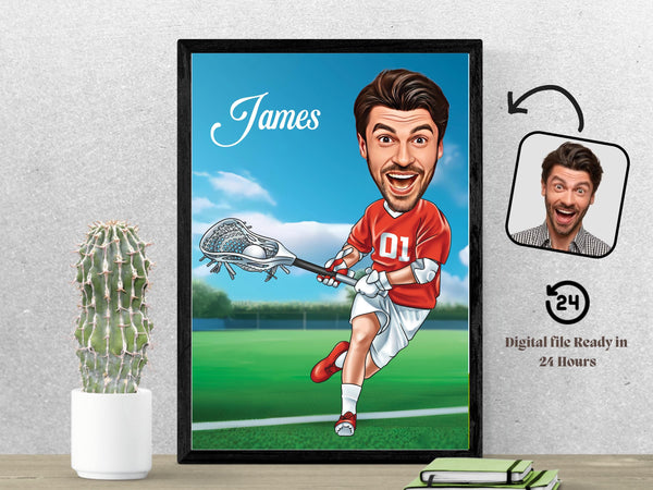 Lacrosse Custom Caricature Lacrosse Player Cartoon Portrait from