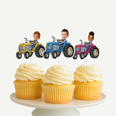 Tractor Farmer Cupcake Toppers