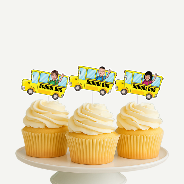 School Bus Cupcake Toppers