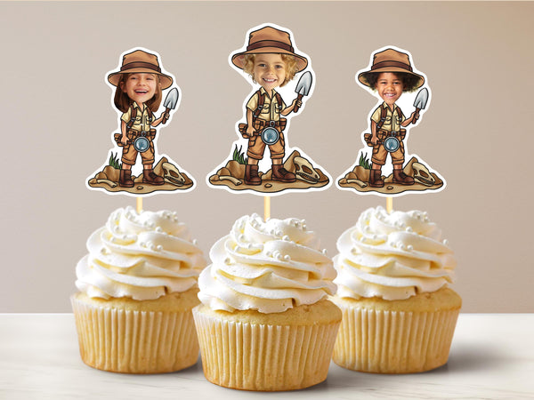 Paleontologist Personalized Face Cupcake Toppers
