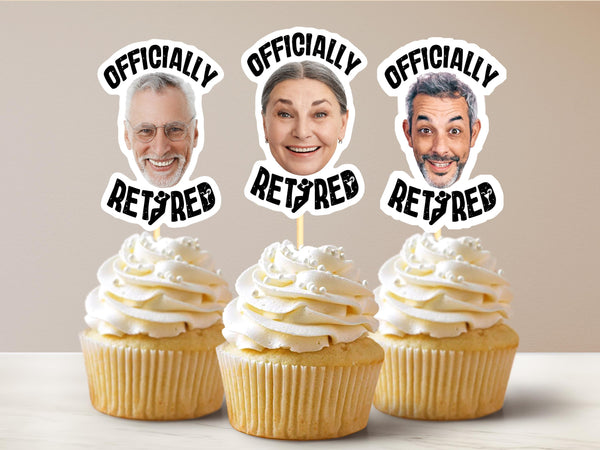 Custom Officially Retired Cupcake Toppers